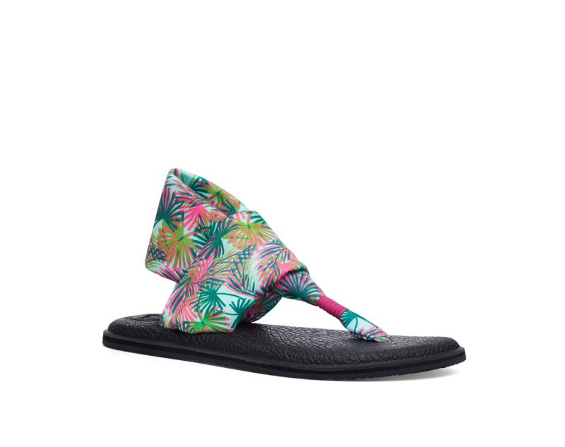 Sanuk Yoga Slings 2 Tropical Vegan Women's Sandals Black | Canada 12QMA